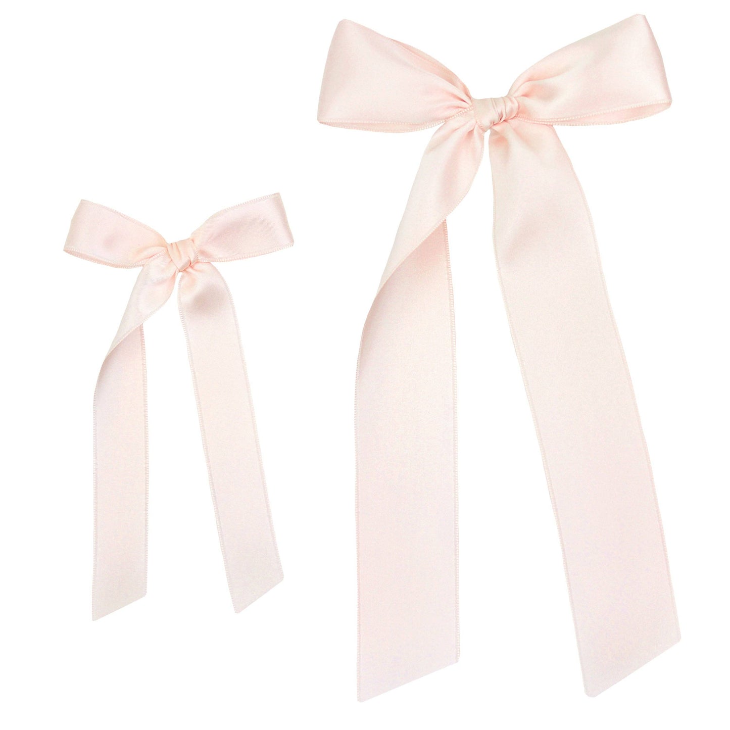 Satin Bow Alligator Clip - Blush