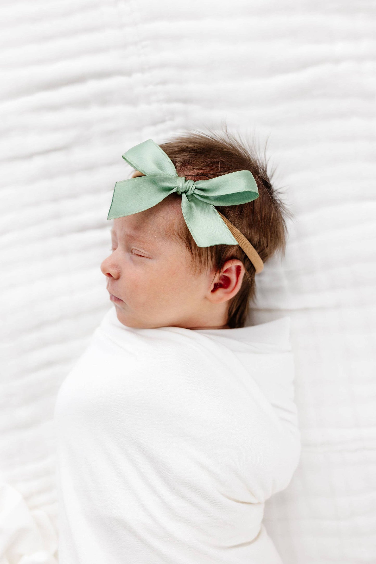 Satin Bow Headband - Sage