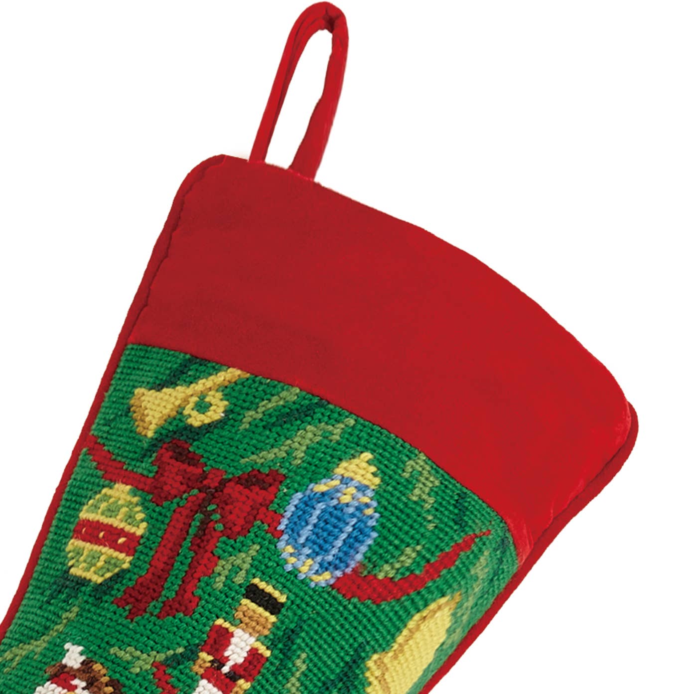 Rocking house needlepoint Christmas stocking by Peking Handicraft, detail