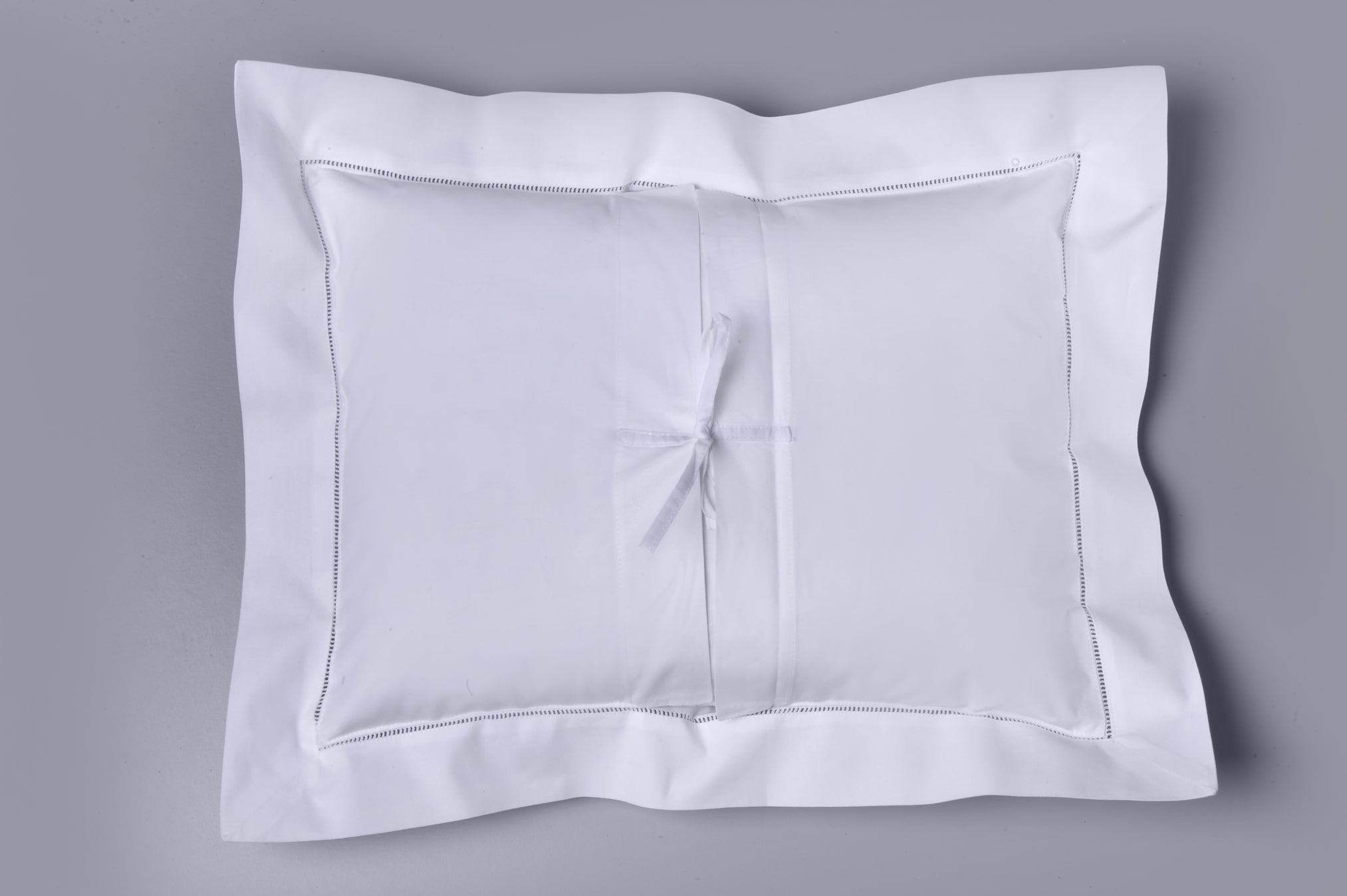 Hemstitched White Cotton Baby Sham