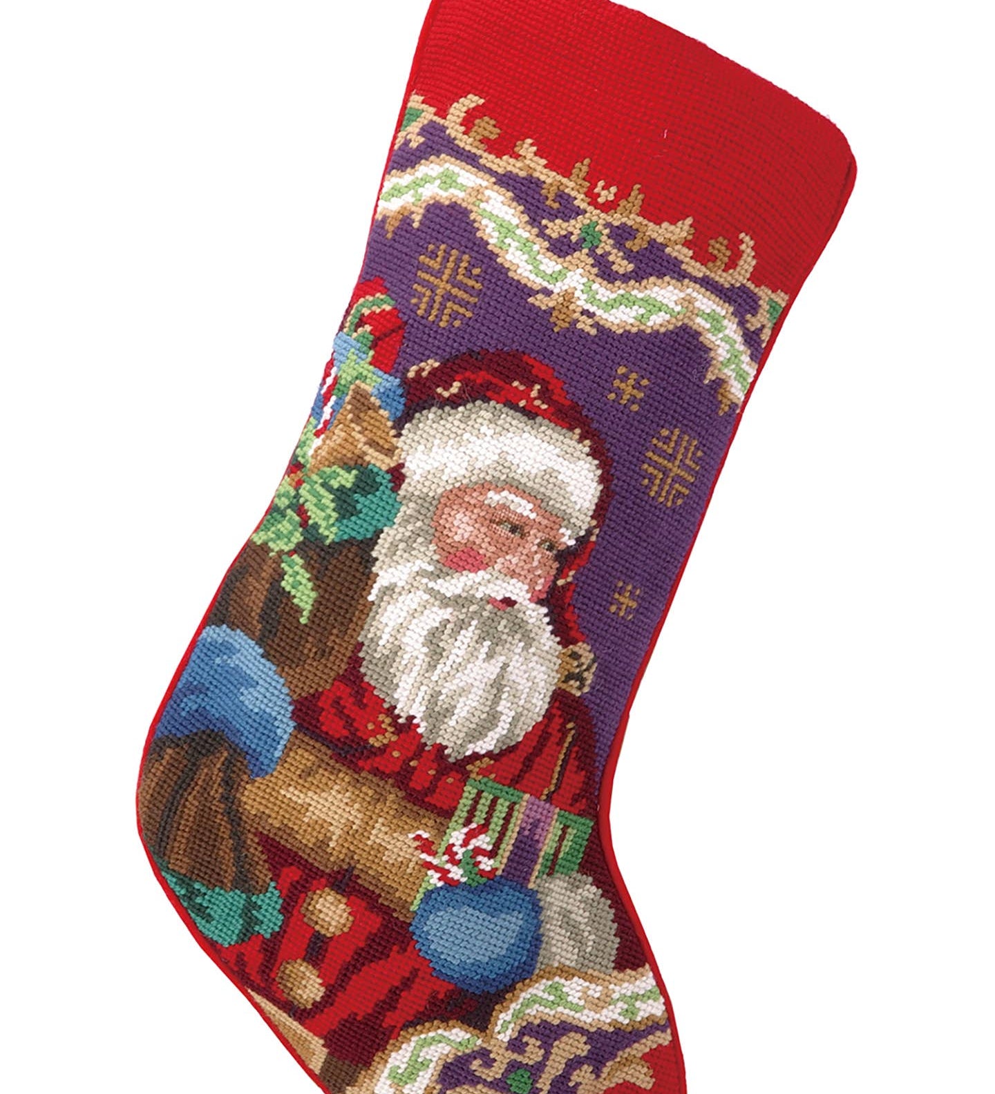 Santa needlepoint Christmas stocking by Peking Handicraft