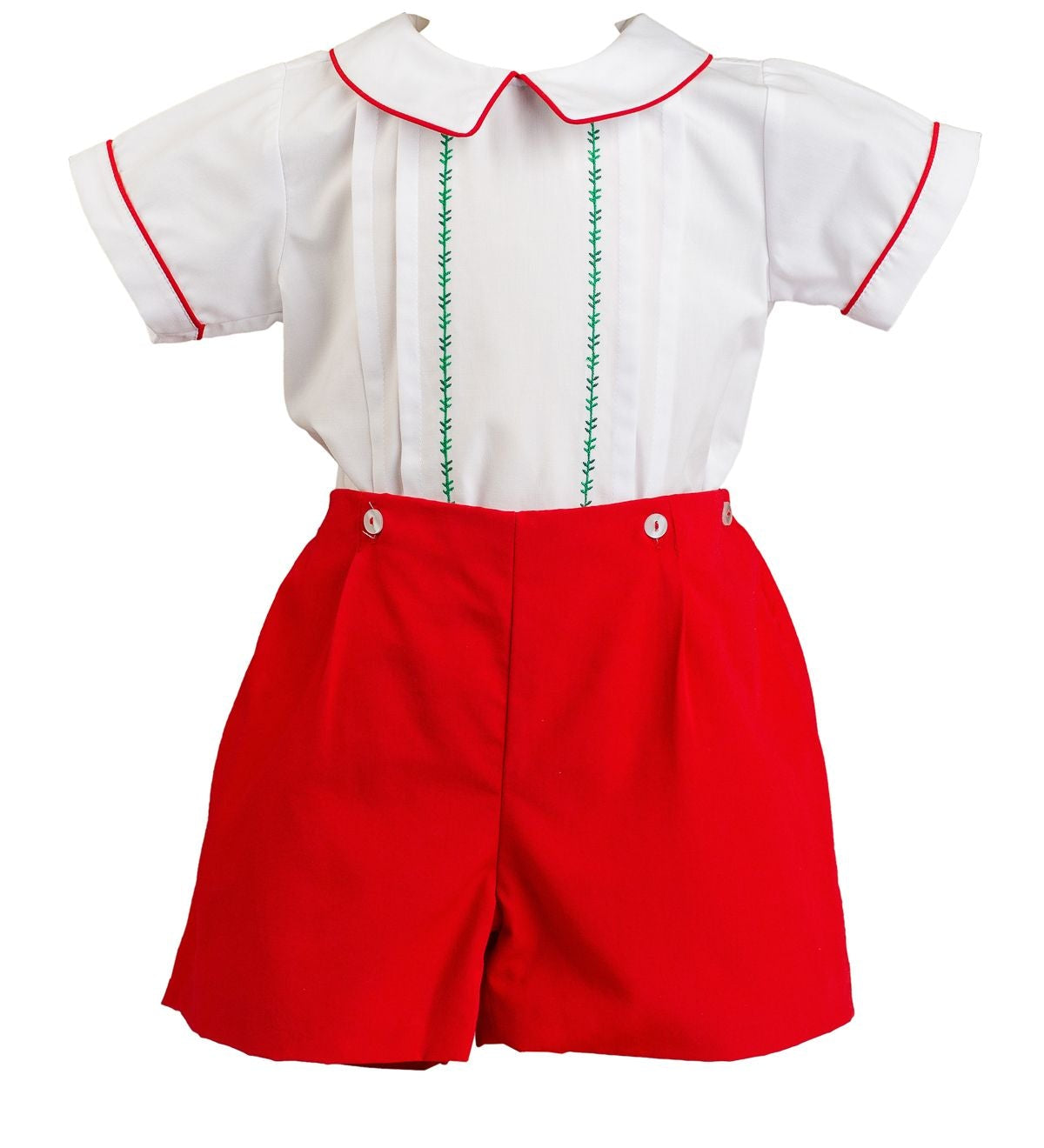 Boys' Christmas short set by The Proper Peony in red and white