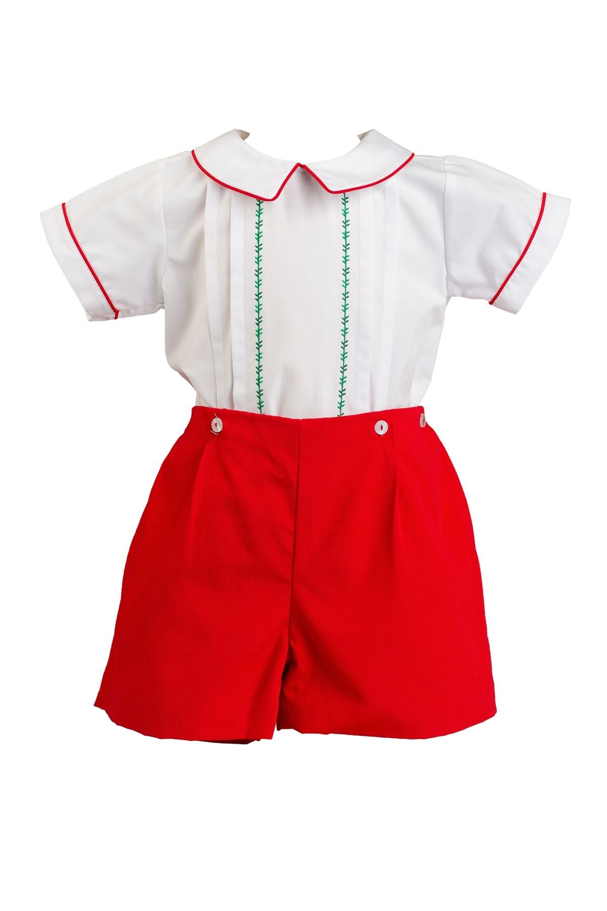 Boys' Christmas short set by The Proper Peony in red and white