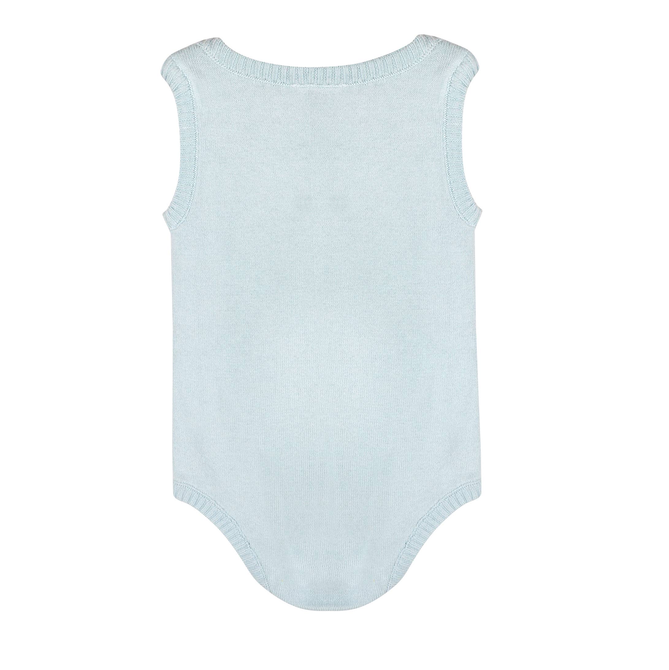 Milan Sleeveless Knit Bodysuit Blue Organic Cotton