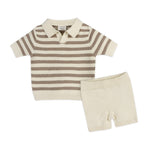 Theo Textured Polo Shirt & Shorts Set (Organic Cotton): Natural