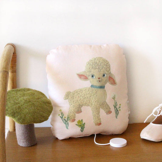 Vintage illustration cushion music box: SHEEP