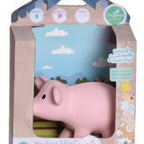 Pig Natural Organic Rubber Teether, Rattle & Bath Toy