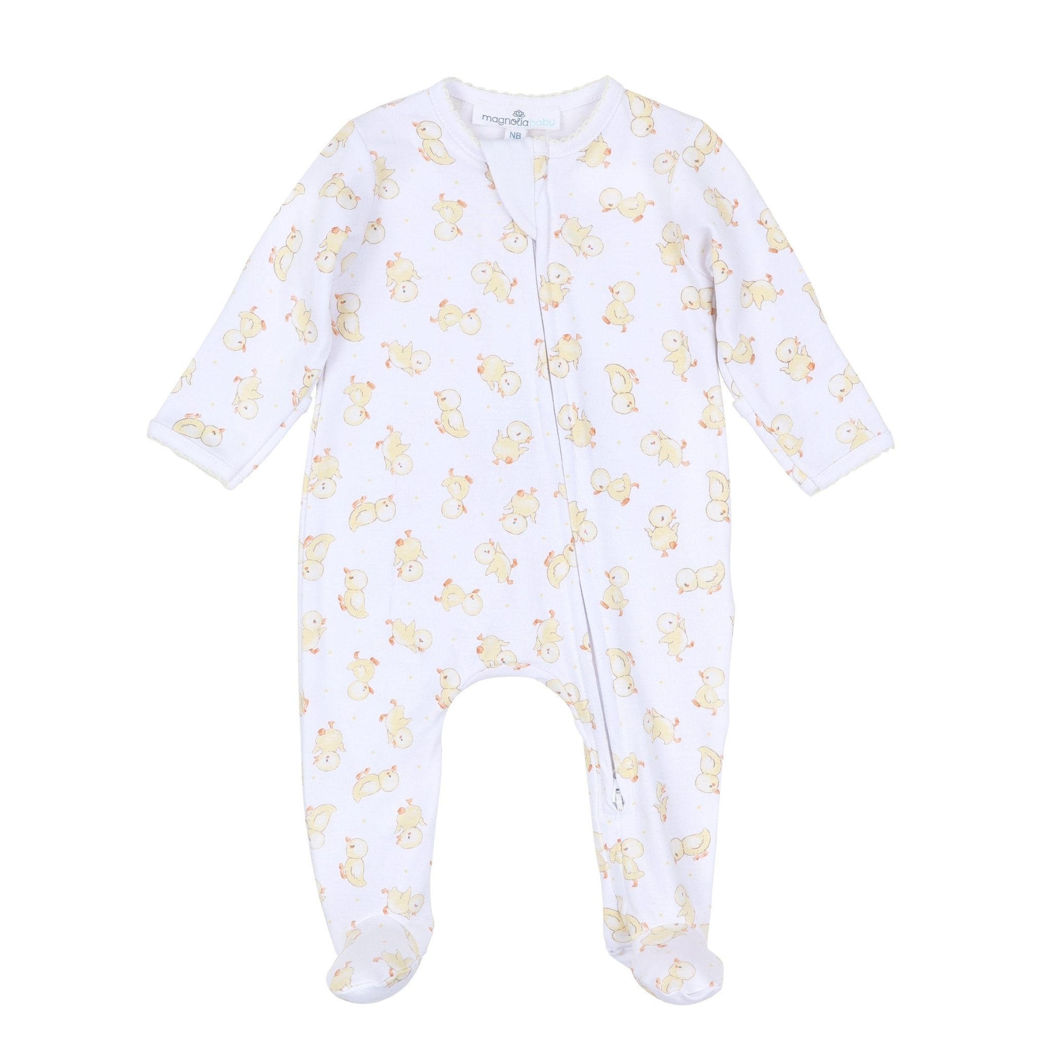 Downy Ducklings Yellow Printed Zip Footie