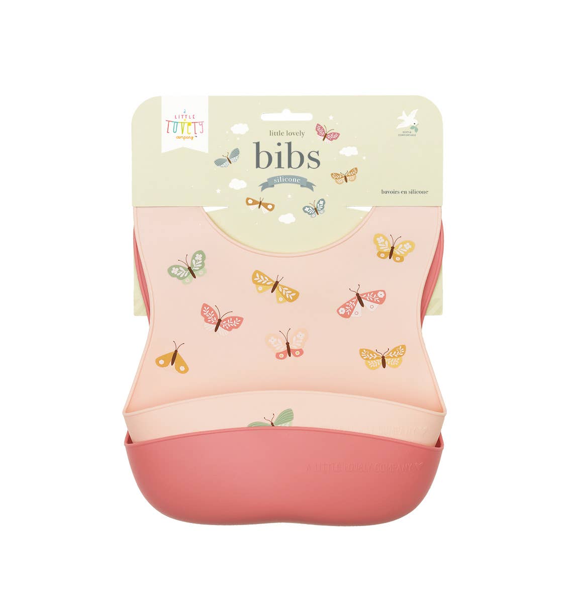 Silicone bib set of 2: Butterflies