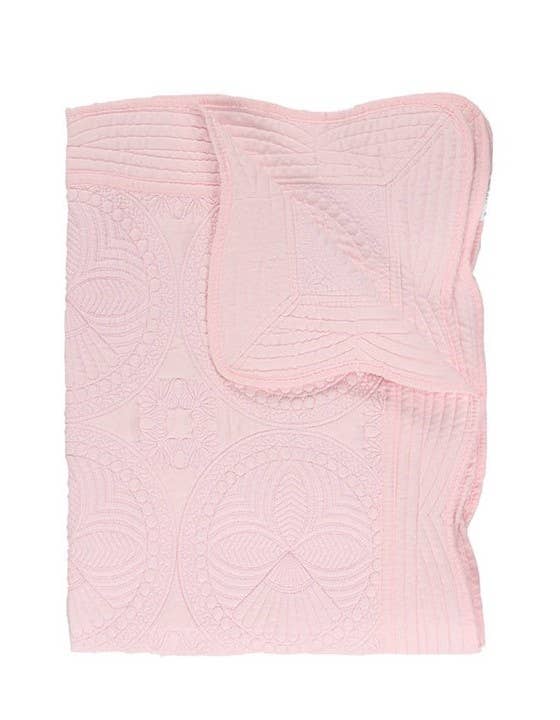 Heirloom Quilt - Baby Quilt Blanket Monogram: Pink