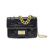 Tiny Treats black quilted mini purse with chain strap