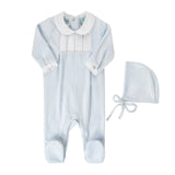Feather Stitched Velour Romper with Hat
