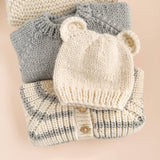 Rib Knit Stripe Cardigan, Bowie Grey Baby Kid Sweater Fall: NB 0-6m