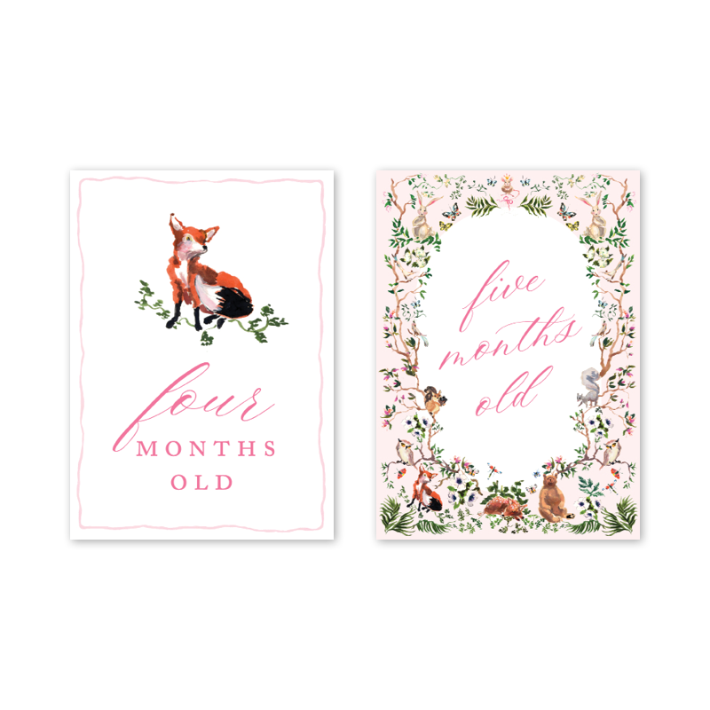 Woodland Pink Milestone Cards: Baby Milestone Cards - Set of 15
