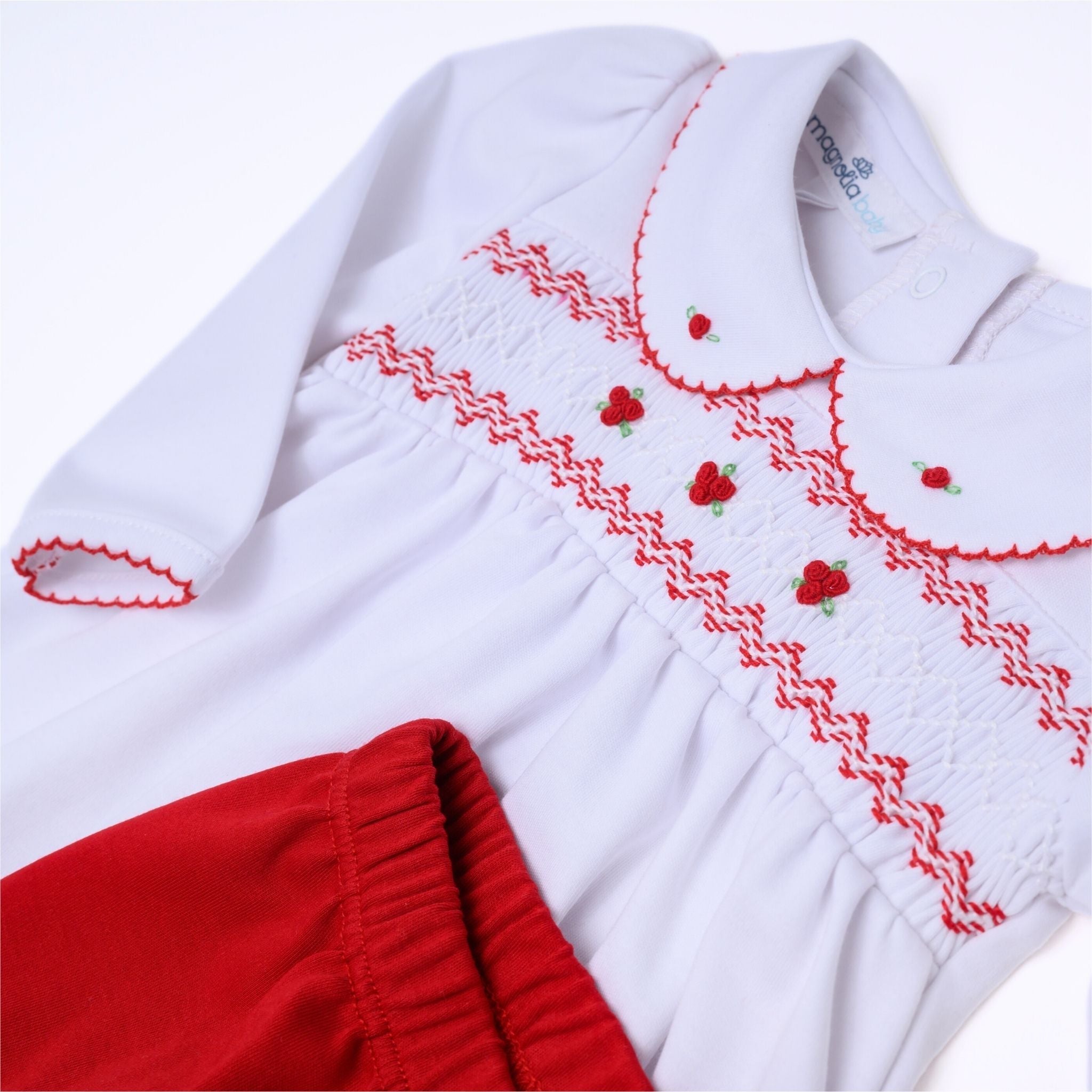 Chris and Eve's Classics Red Girl Smocked Collared Girl Matching Pant Set