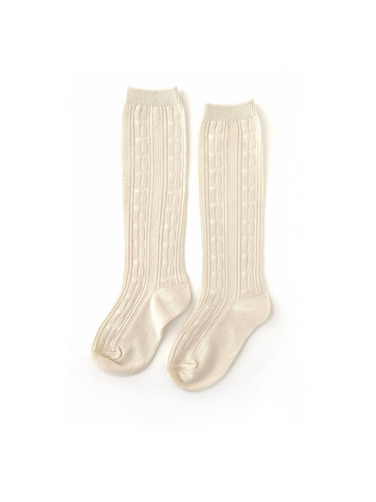 Vanilla Cable Knit Knee High Socks