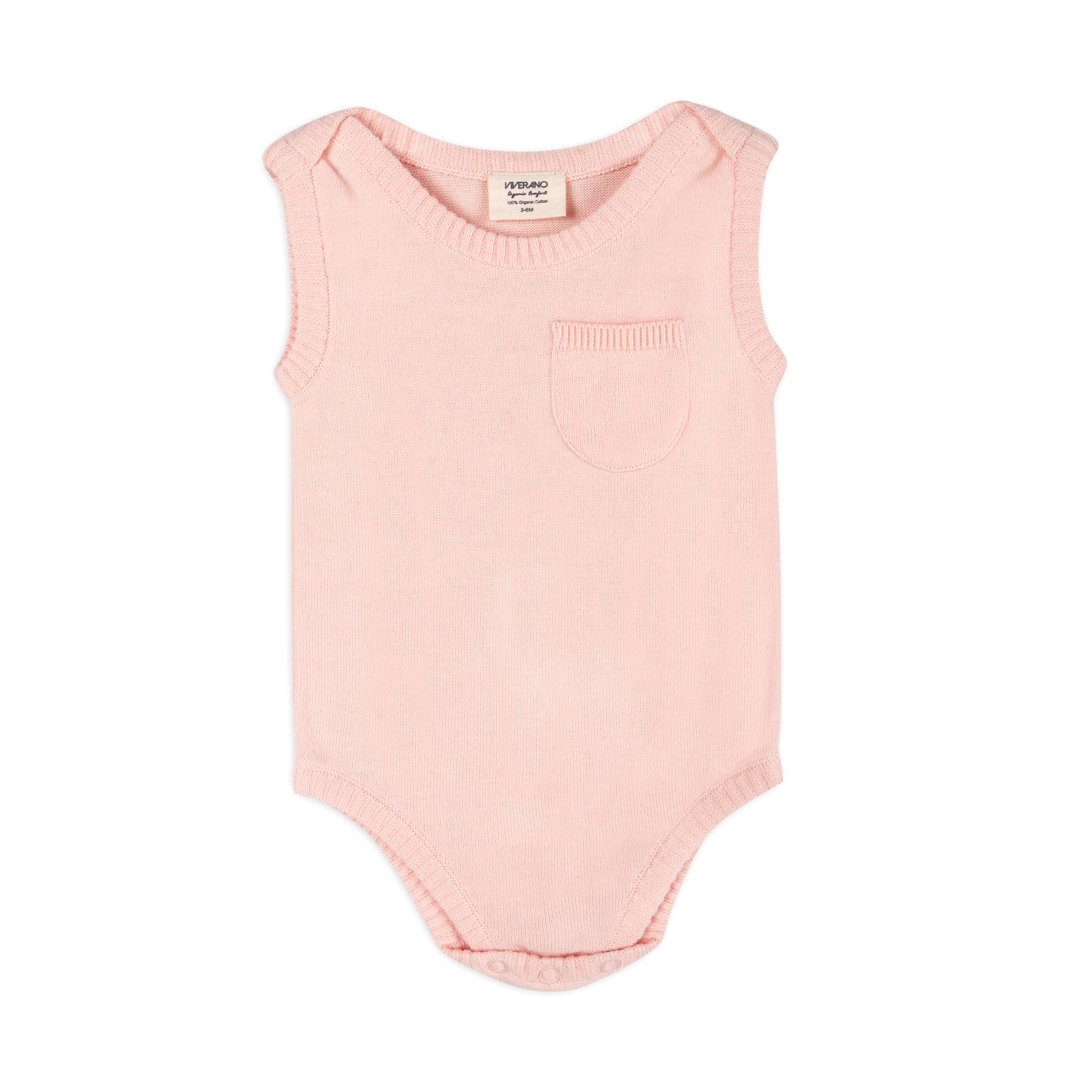 Milan Knit Baby Bodysuit Blush (Organic Cotton)