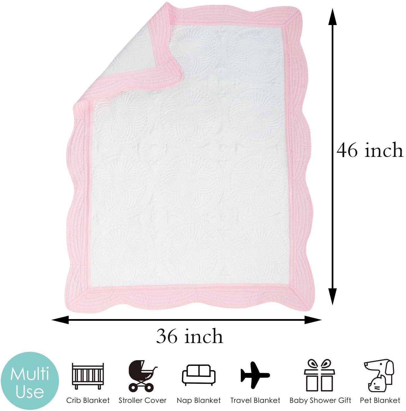 Heirloom Quilt - Baby Quilt Blanket Monogram: Pink