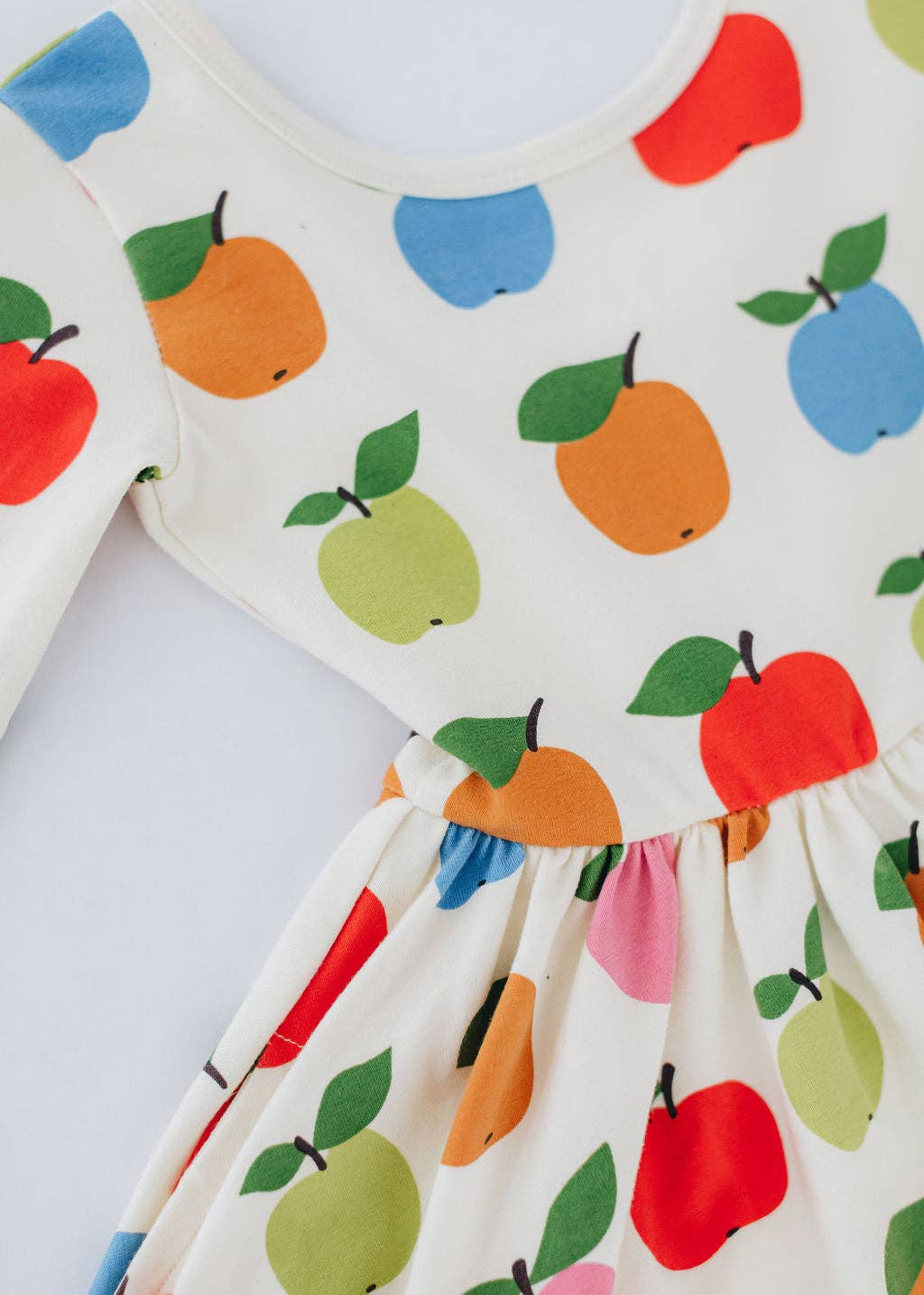 3/4 Sleeve Twirl Dress in Colorful Apples