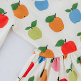 3/4 Sleeve Twirl Dress in Colorful Apples