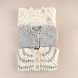 Rib Knit Stripe Cardigan, Bowie Grey Baby Kid Sweater Fall: NB 0-6m