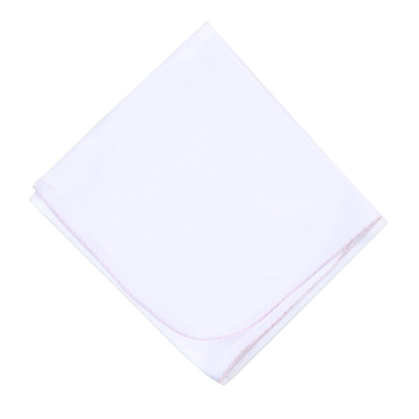 Solid Essentials White Pink Receiving Blanket: One Size