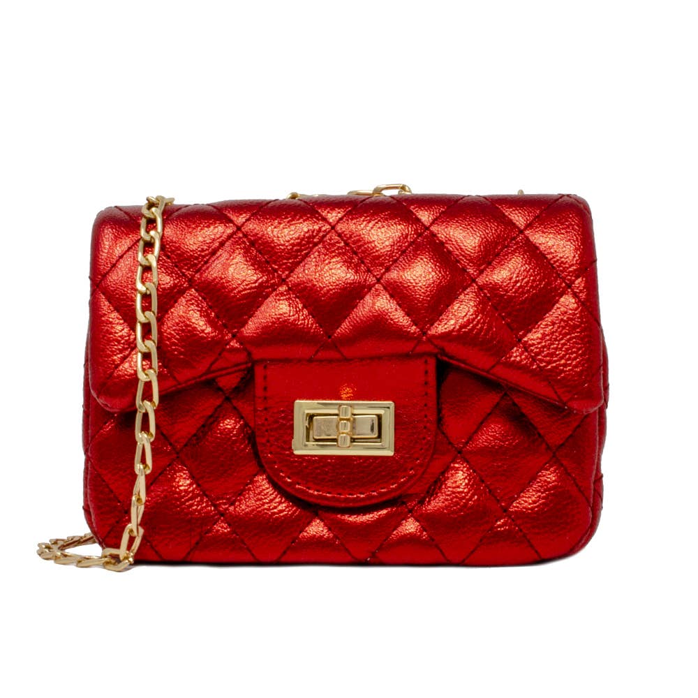 Tiny Treats red metallic quilted mini purse