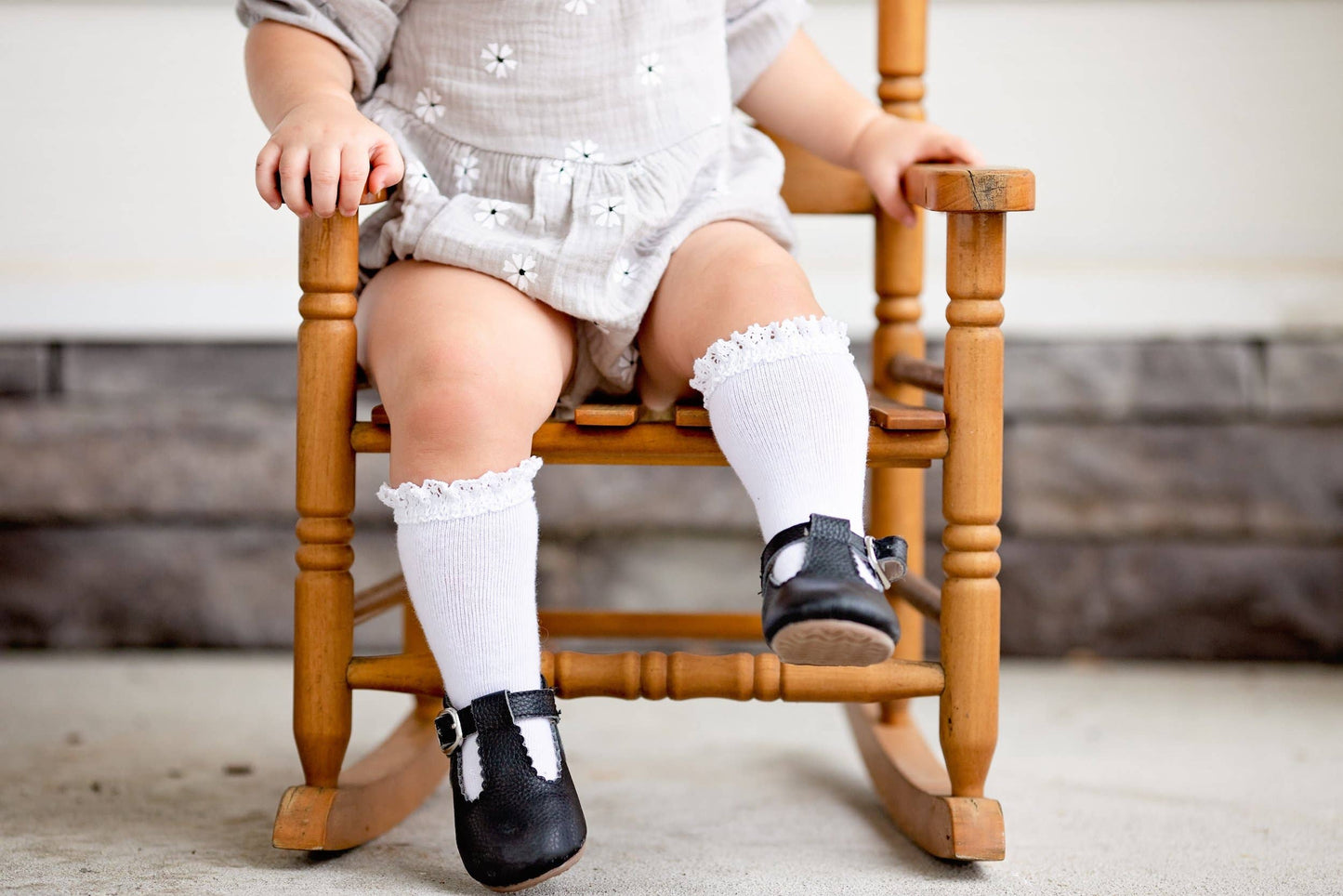 White Lace Top Knee High Socks