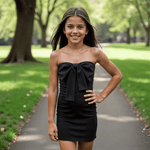 Teddie Strapless Bow Mini Dress (Black)