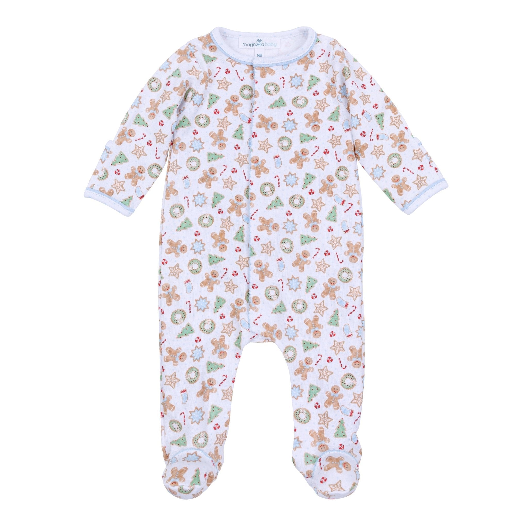 Frosted Wonderland Light Blue Printed Zipper Footie