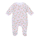 Frosted Wonderland Pink Printed Ruffle Zipper Footie