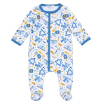 Hanukkah Nights Light Blue Zipper Footie