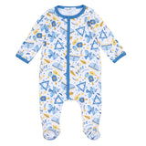 Hanukkah Nights Light Blue Zipper Footie