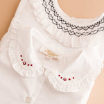 Kidiwi Hélena blouse, ruffled Peter Pan collar with burgundy embroidery