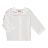 Kidiwi Hélena girls blouse in white poplin with burgundy embroidery