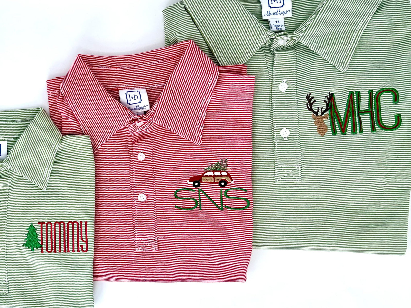 Finn Pima Cotton Long Sleeve Polo for Boys - Green Stripes