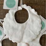 Edward Boutross White Scalloped Terry Baby Bib