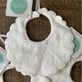 Edward Boutross White Scalloped Terry Baby Bib