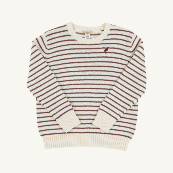 Isaac's Sweater - Palmetto Pearl and Gray Bay Brown Stripe