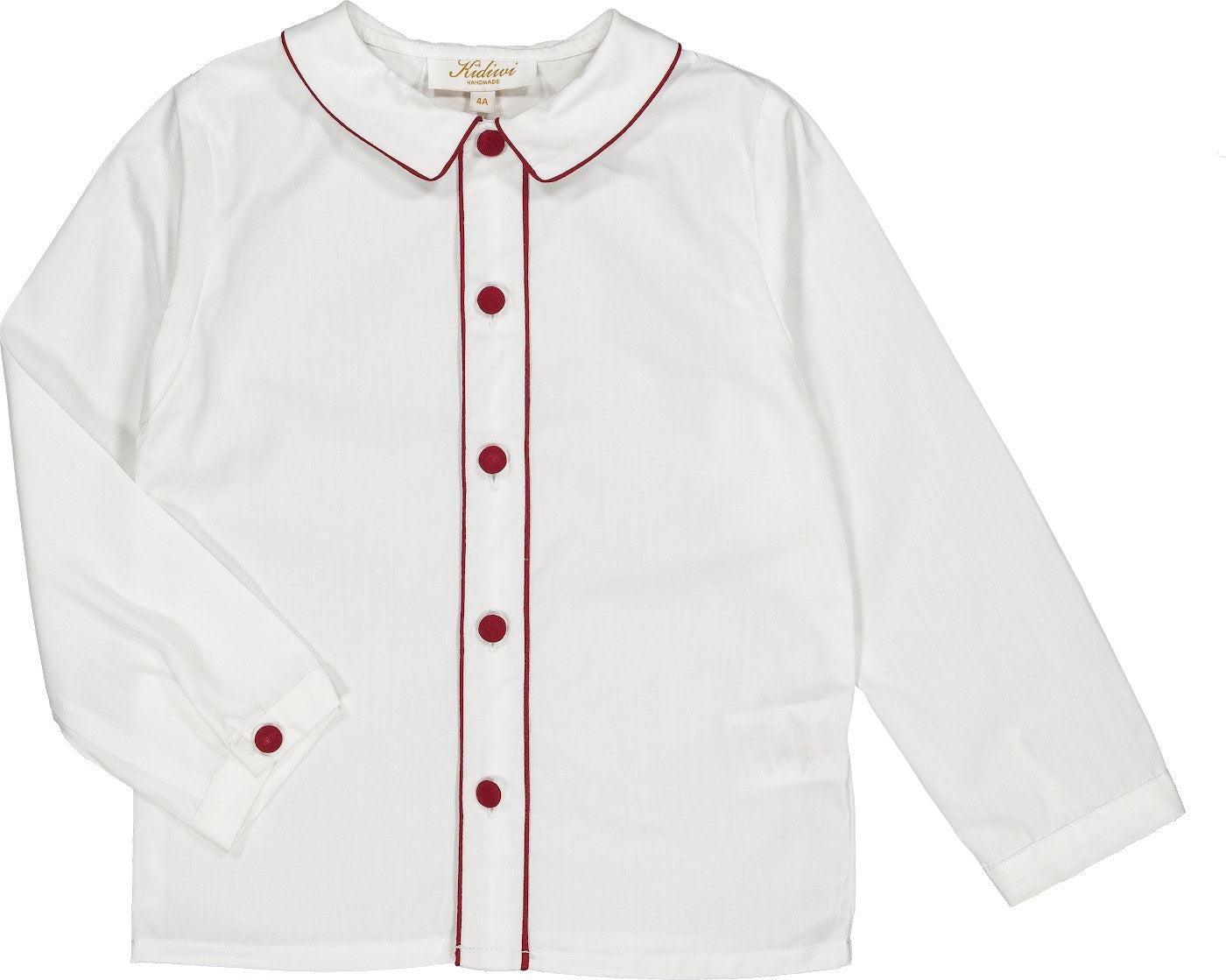 Kidiwi Noa white shirt with burgundy piping