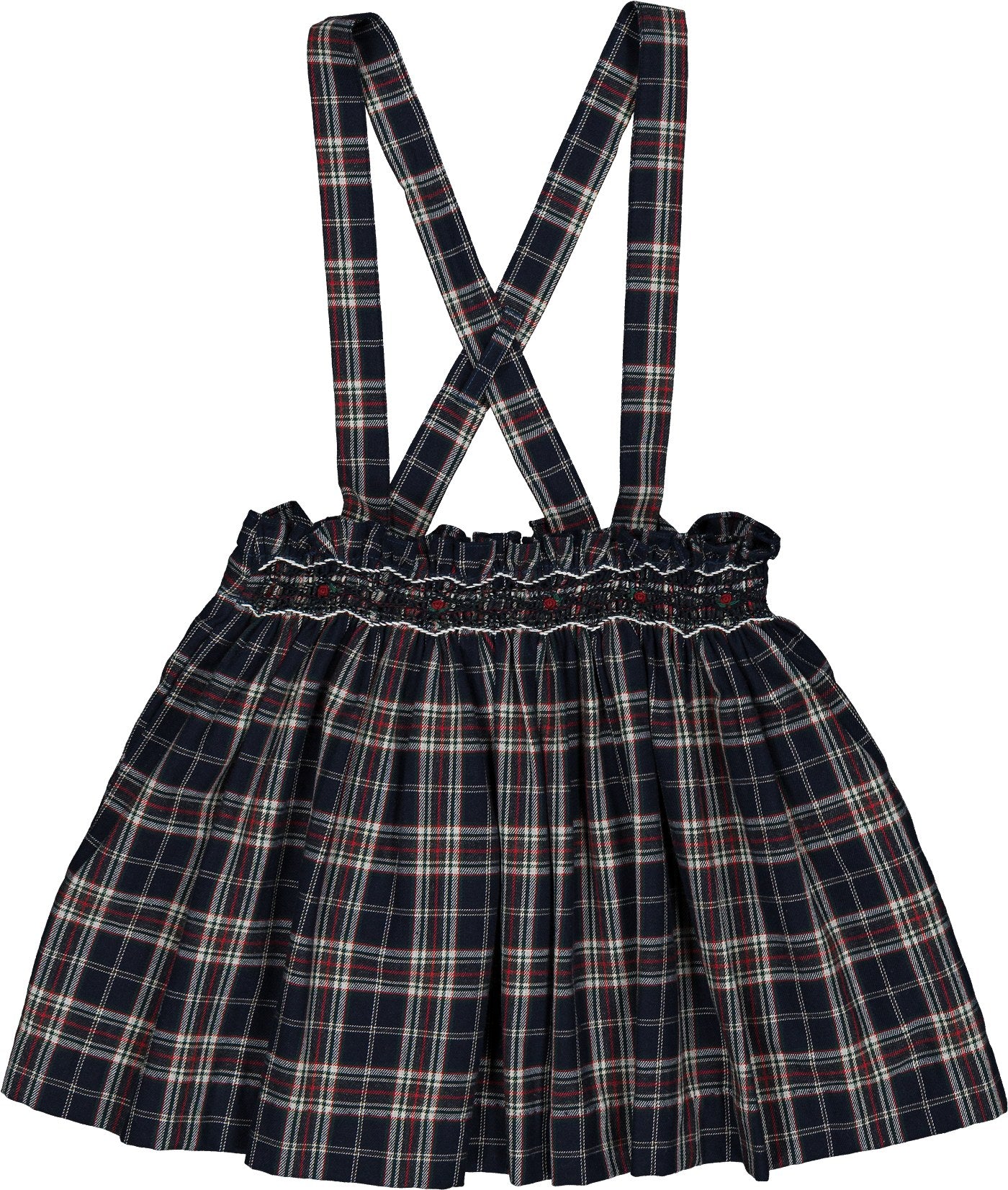 Kidiwi Louise smocked skirt in navy plaid