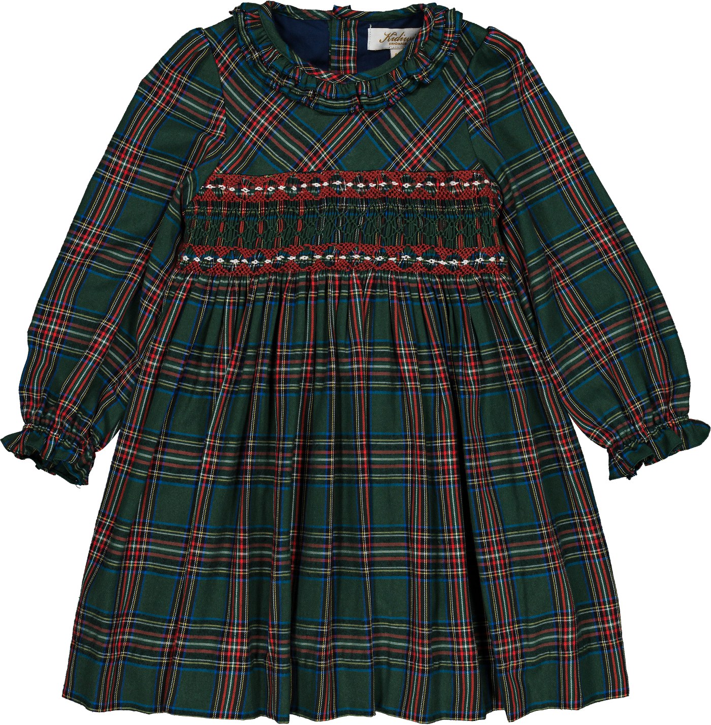 Kidiwi Hars smocked dress in emerald tartan