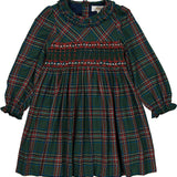 Kidiwi Hars smocked dress in emerald tartan