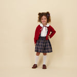 Kidiwi Louise navy plaid smocked skirt, side view