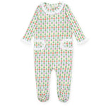 Lila + Hayes Lucy girls' footed romper in Tree Topper Bows