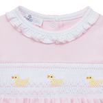 Little Ducklings Classics Pink Smocked Girl Footie