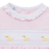 Little Ducklings Classics Pink Smocked Girl Footie