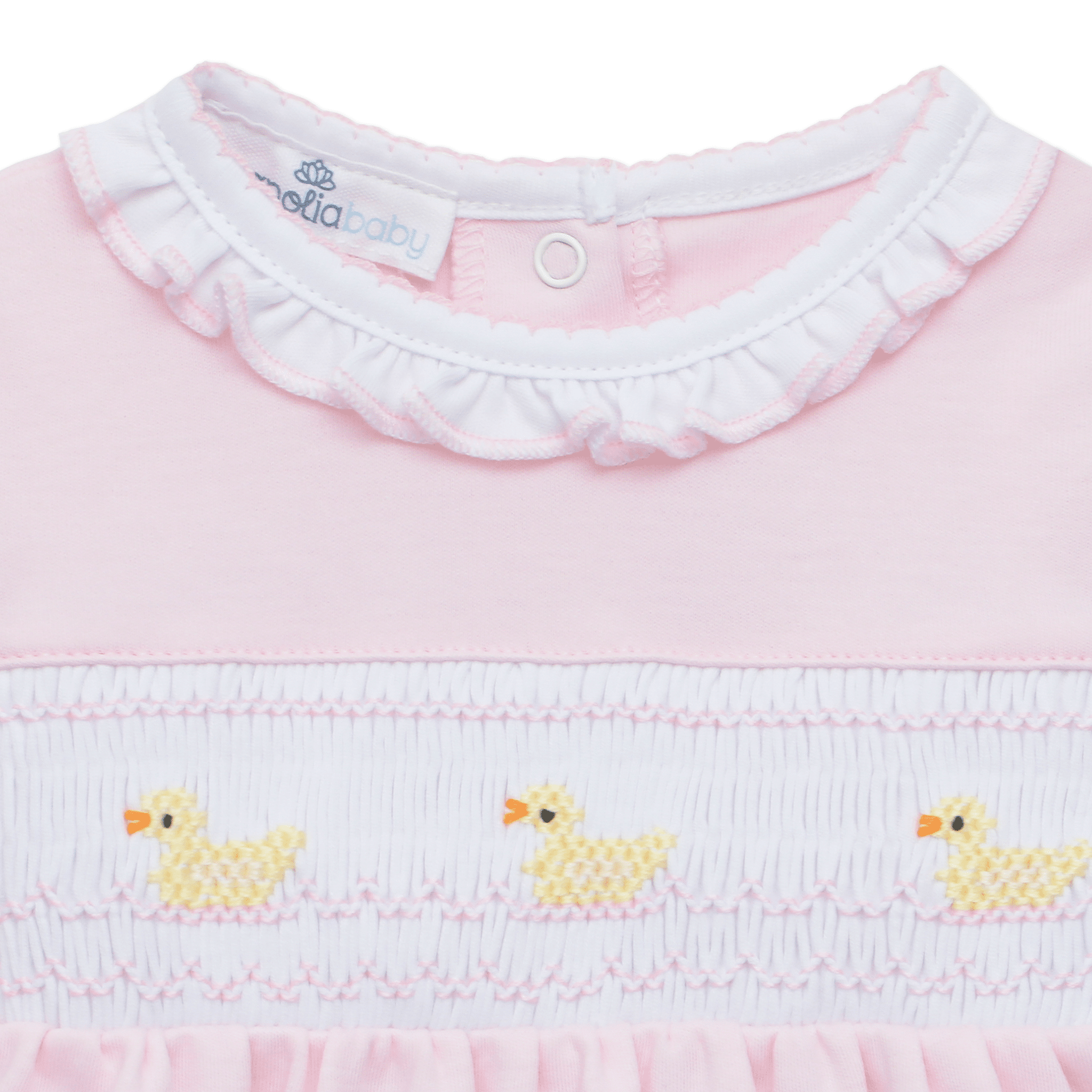 Little Ducklings Classics Pink Smocked Girl Footie