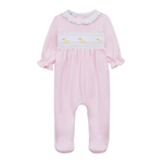 Little Ducklings Classics Pink Smocked Girl Footie