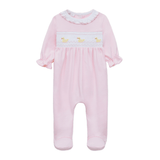 Little Ducklings Classics Pink Smocked Girl Footie